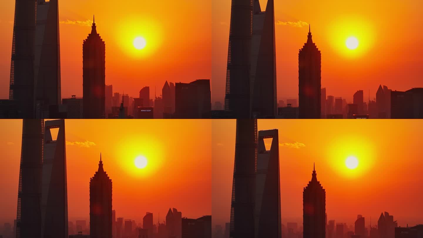 上海三大摩天大楼夕阳1