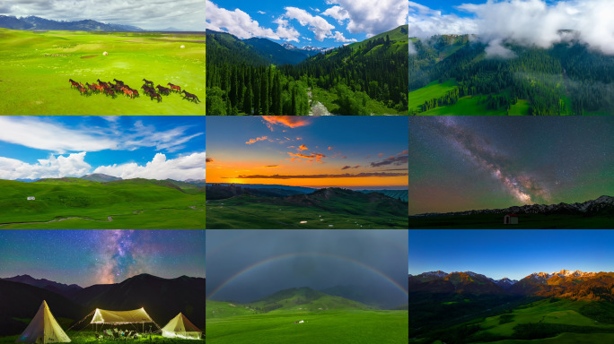 新疆伊犁风光 航拍延时14镜头合集