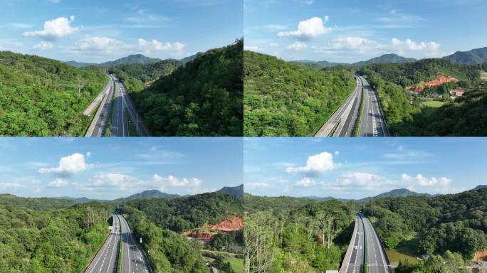 高速公路航拍山区道路风光