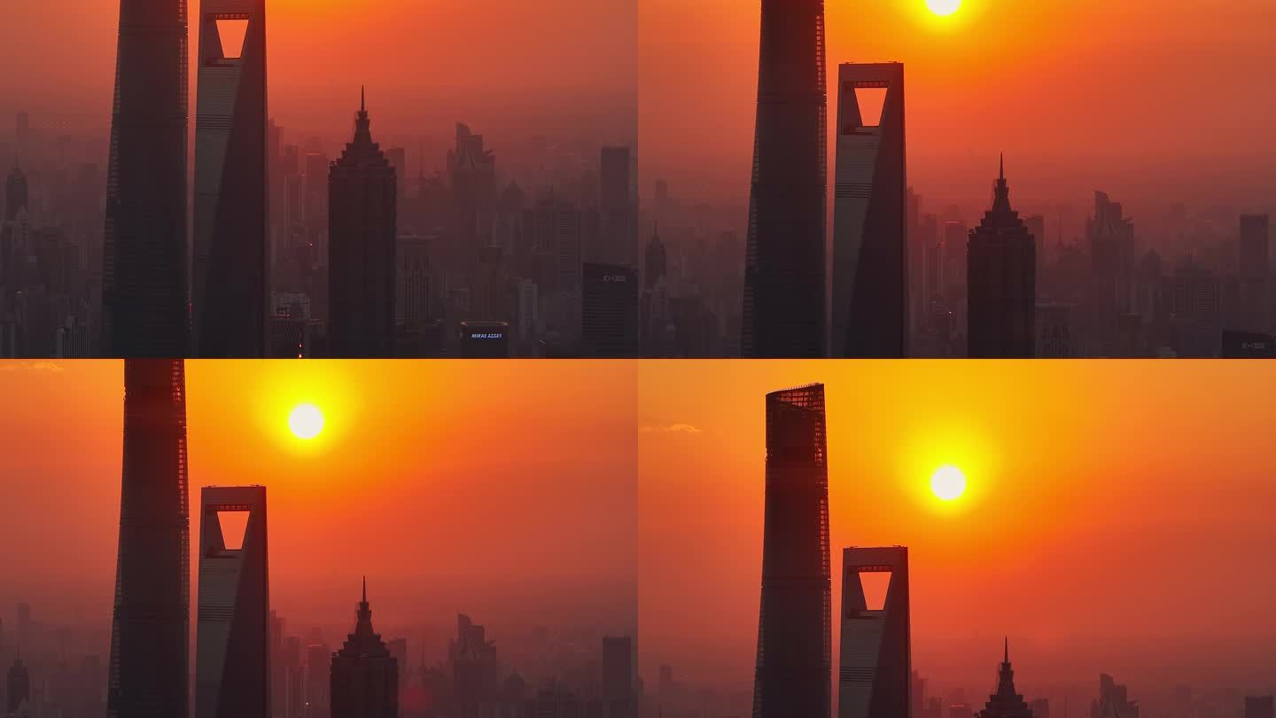 上海三大摩天大楼夕阳3
