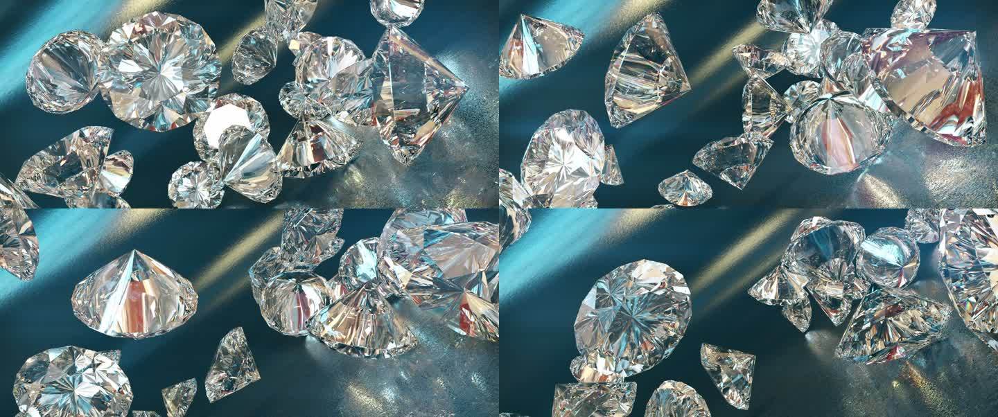 钻石掉落3d渲染钻石绚丽玻璃水晶钻石