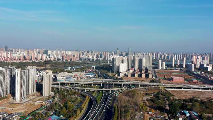 4K航拍临沂城市风景大景