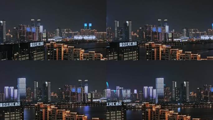 航拍杭州城市夜景灯光秀大片宣传片