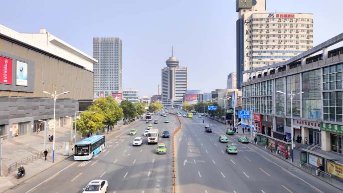 城市道路街景车流延时