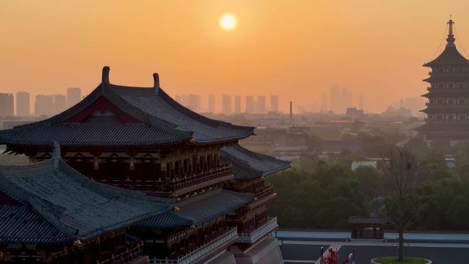 洛阳大唐古建日出屋檐日出