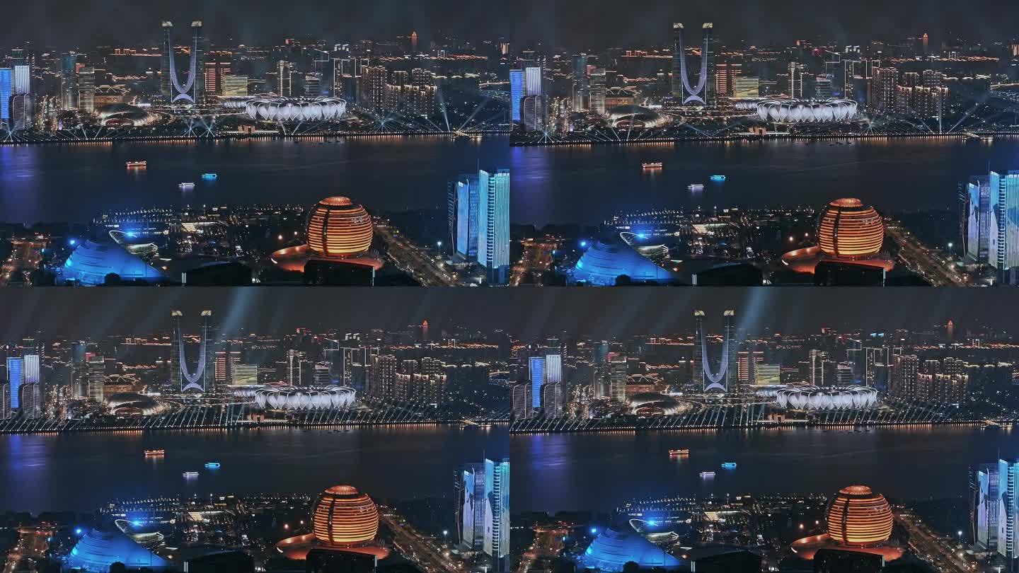 杭州航拍钱江新城夜景大片宣传片