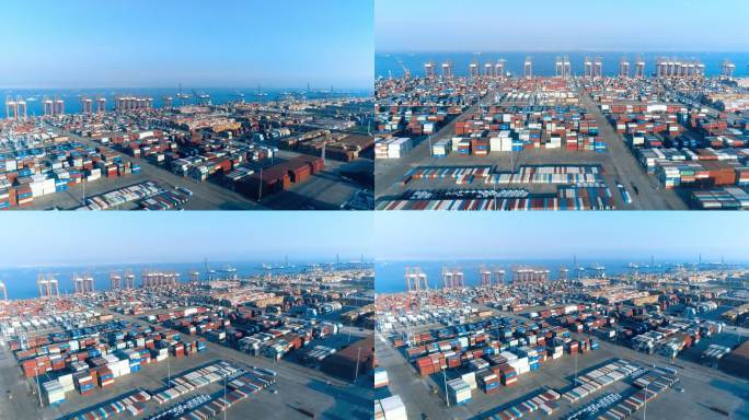 广州南沙港航拍 港口物流贸易货运码头