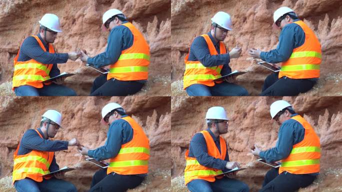 在矿山勘探现场工作的地质学家