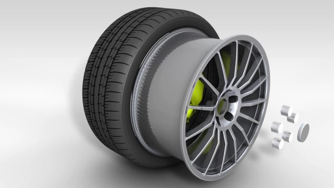 车轮机构的层次三维动画汽车轮胎结构展示