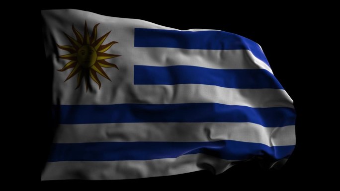 带有Alpha频道的乌拉圭国旗，可循环