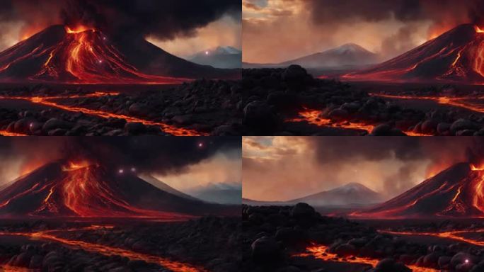 6K宽屏火山喷发意境背景循环