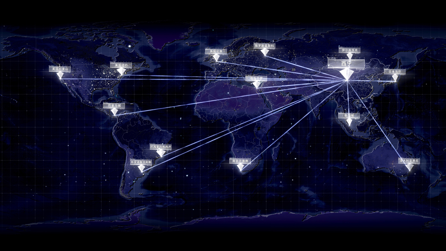 青海西宁辐射全国全球地图