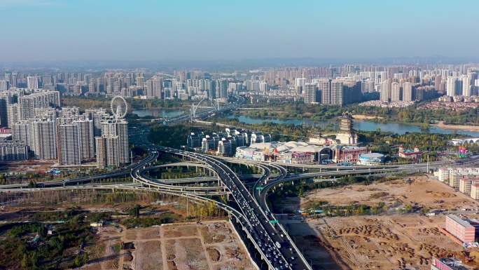 4K航拍临沂城市风景大景