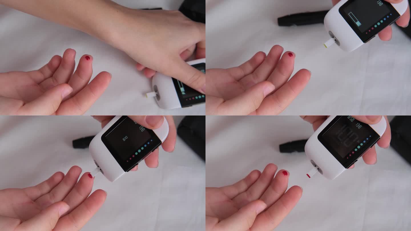 患有糖尿病的青少年在家里用血糖仪测量血糖水平。