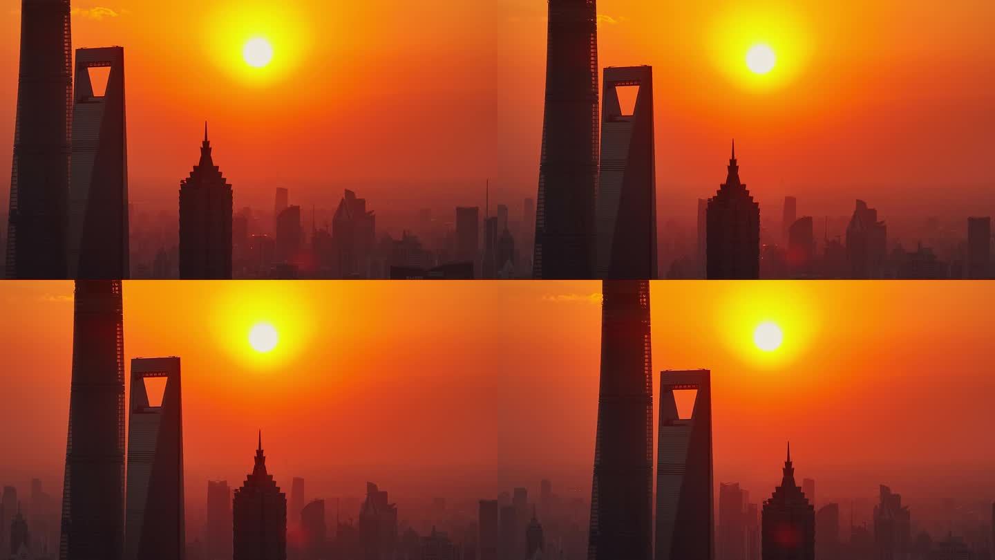 上海三大摩天大楼夕阳2