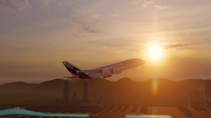 A380飞机起飞 飞机启航