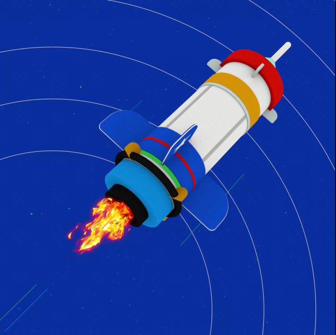 C4D卡通火箭动画飞船三维太空星空源文件