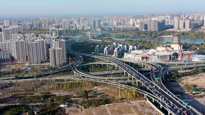 4K航拍临沂城市风景大景