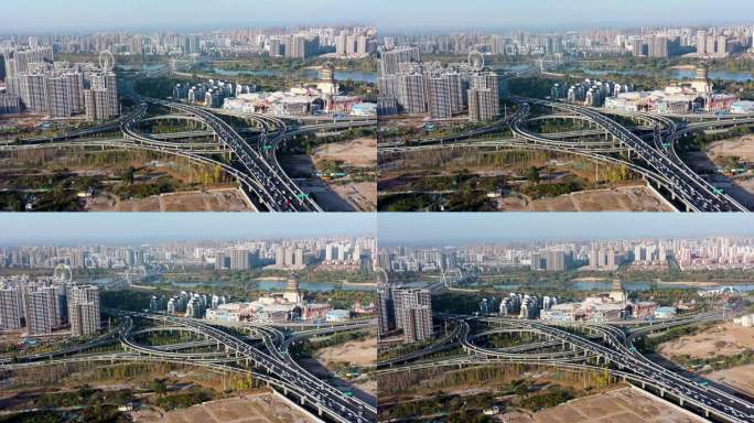 4K航拍临沂城市风景大景