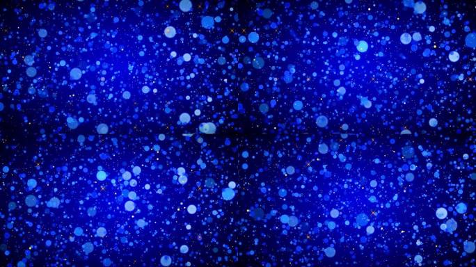 4K 3D抽象蓝色闪亮粒子2024动画新运动背景。光闪耀