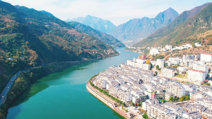 航拍宜昌兴山县，兴山地标，兴山街景