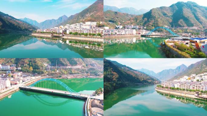 航拍宜昌兴山县，兴山地标，兴山街景