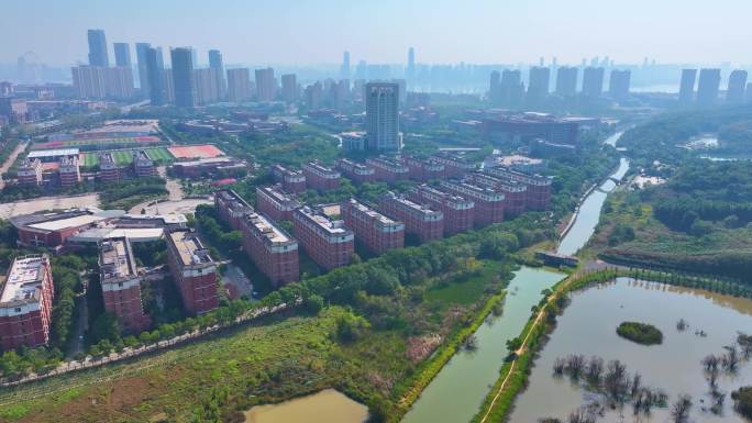 江西南昌航空大学前湖校区校园航拍风景风光