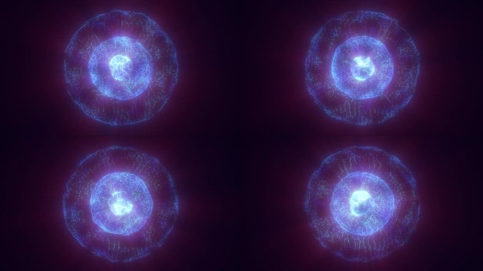 蓝色能量发光球未来的原子从电魔法粒子和能量波的背景