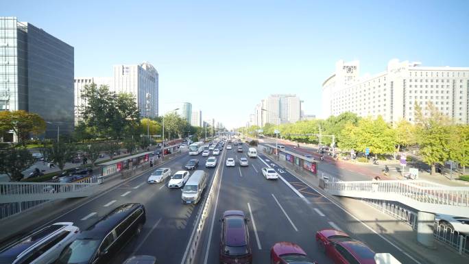 北京 车流 空镜 马路 银河大厦