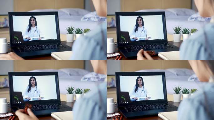 患者利用视频会议，在笔记本电脑上与医生进行在线咨询，患者通过视频电话向医生询问病情和药物。远程医疗、