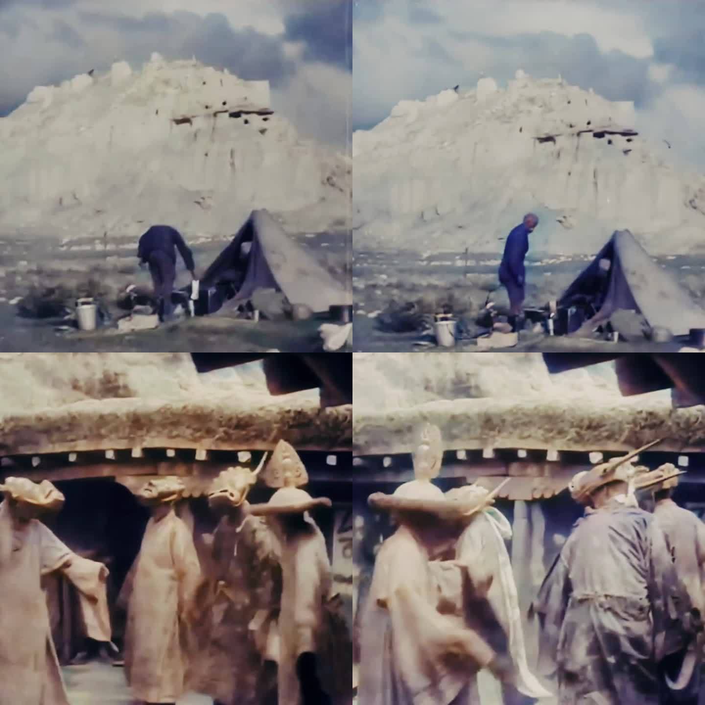 1934年西藏农民戴着面具跳舞祭拜