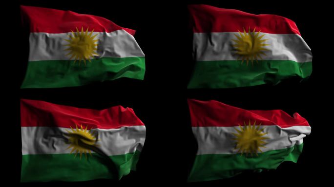 带有Alpha频道的伊拉克库尔德斯坦国旗，可循环