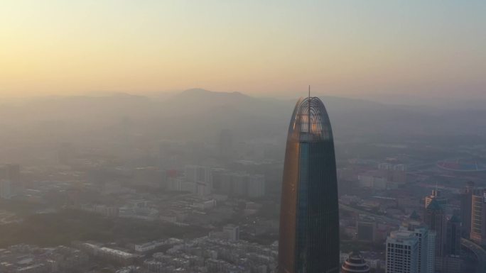 济南市第一高楼绿地普利中心大厦航拍视频