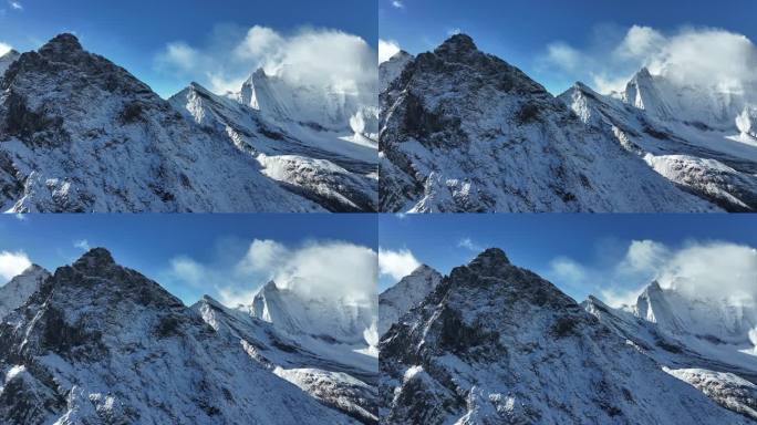 壮丽巍峨大气雄伟雪山航拍