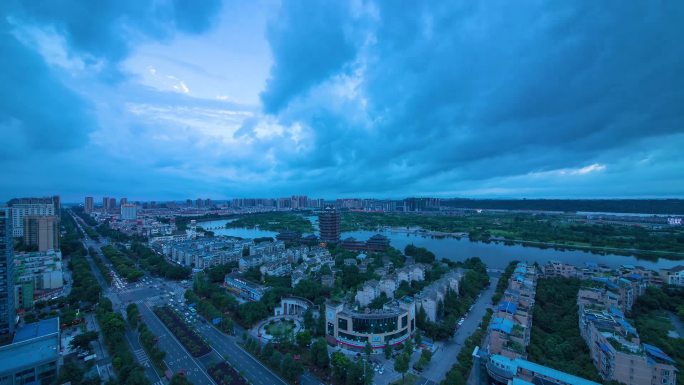 眉山城市夕阳、夜景延时摄影视频