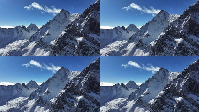 壮丽巍峨大气雄伟雪山航拍