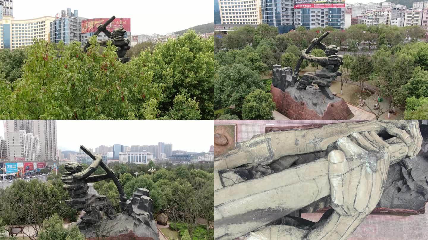 五岭广场标志性建筑神农雕像