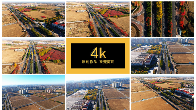 4k航拍  秋天唯美公路