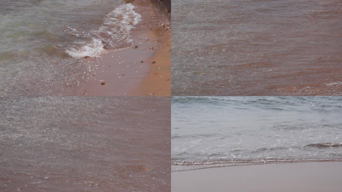青岛海边沙滩海浪升格
