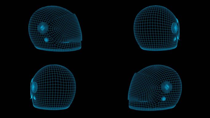 摩托车头盔科技线框视频素材带通道