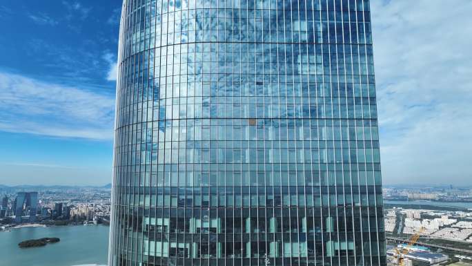 4K航拍苏州国际金融中心超高层建筑九龙仓