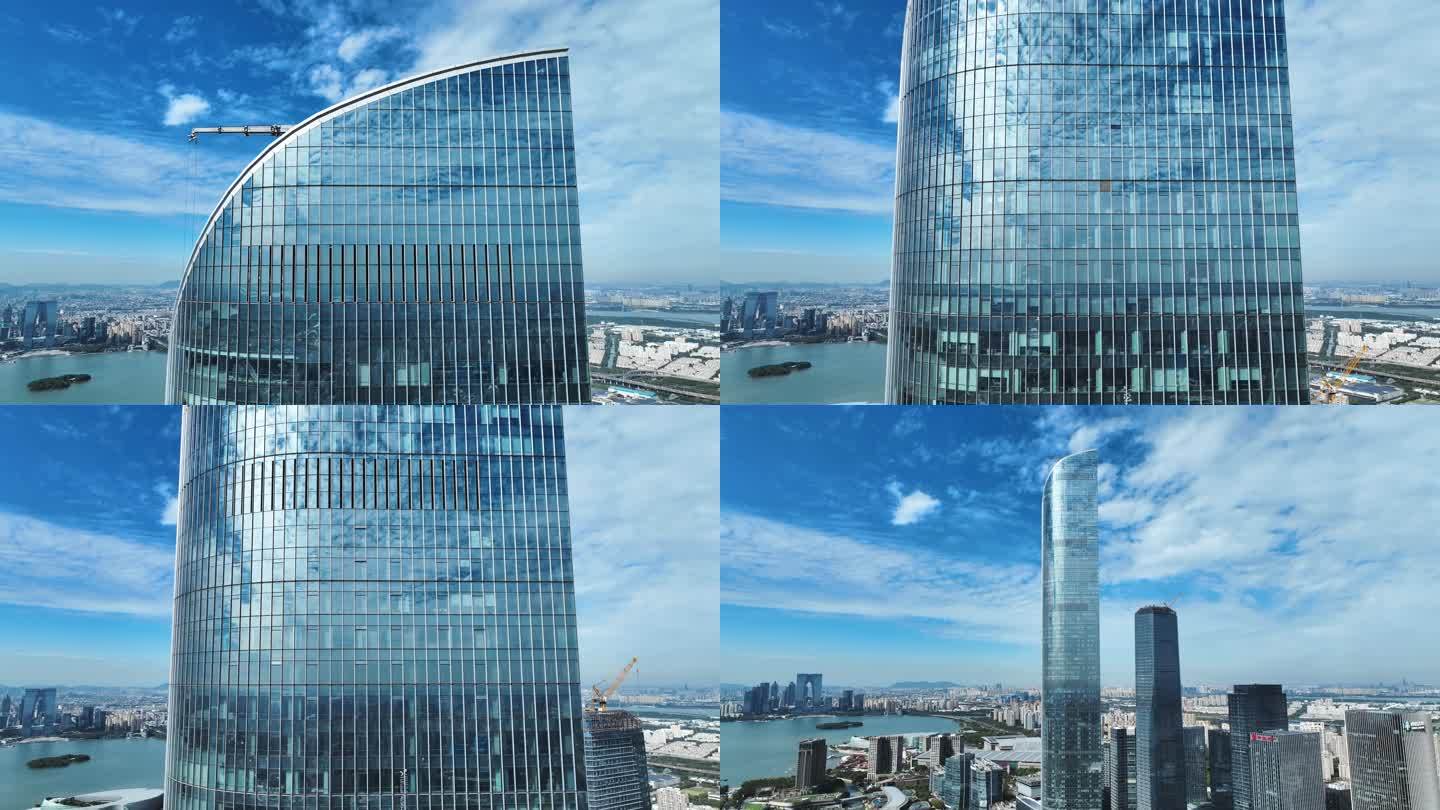 4K航拍苏州国际金融中心超高层建筑九龙仓
