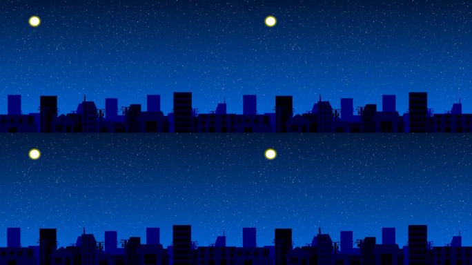 [侧摇]半夜地震袭击城市的动画视频
