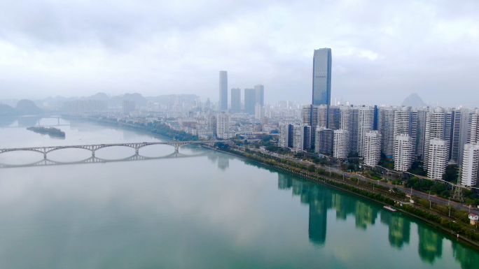 广西柳州唯美大气平流雾 云雾 航拍大景