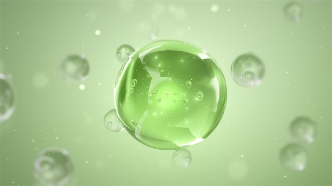 绿色精华水珠分子细胞组织精华液渗透激活