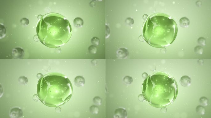 绿色精华水珠分子细胞组织精华液渗透激活