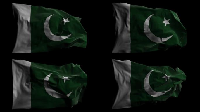 巴基斯坦国旗与阿尔法频道，可循环
