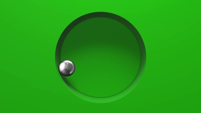 可循环的3d渲染动画球滑动在圆孔在色度键绿色屏幕。无缝循环3d动画。4k超高清分辨率。