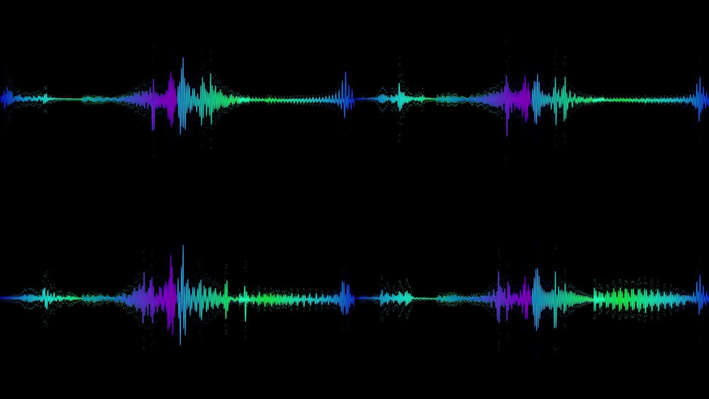 4K音频条频谱隔离透明背景。声波动画，声音均衡器，