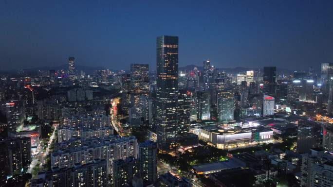 航拍海岸城商场夜景